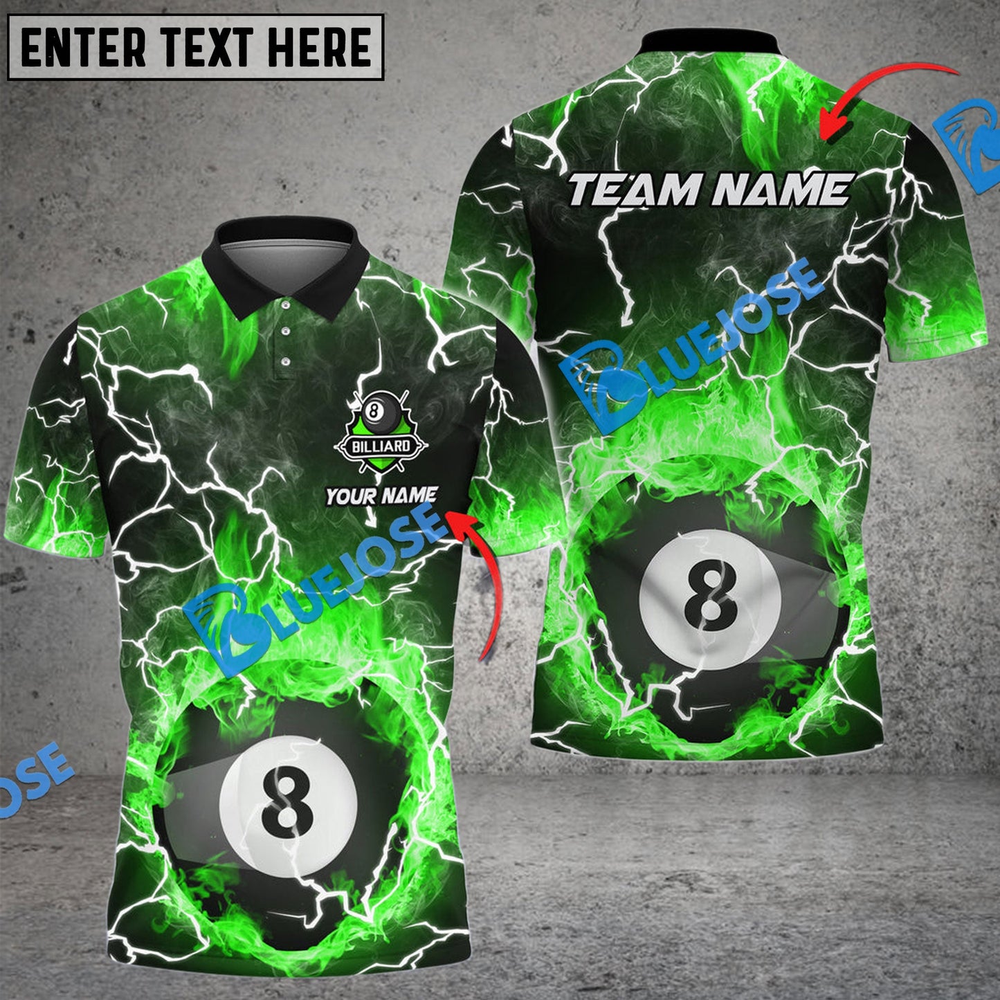 Frenzidea Billiards Ball 8 Fire Rays Of Light Texture Personalized Name, Team Name Unisex Shirt ( 6 Colors )