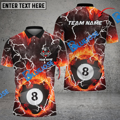 Frenzidea Billiards Ball 8 Fire Rays Of Light Texture Personalized Name, Team Name Unisex Shirt ( 6 Colors )