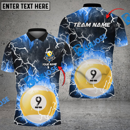 Frenzidea Billiards Ball 9 Fire Colorful Rays Of Light Premium Personalized Name, Team Name Unisex Shirt ( 6 Colors )
