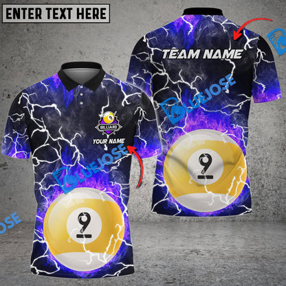 Frenzidea Billiards Ball 9 Fire Colorful Rays Of Light Premium Personalized Name, Team Name Unisex Shirt ( 6 Colors )