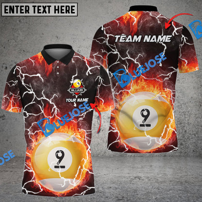 Frenzidea Billiards Ball 9 Fire Colorful Rays Of Light Premium Personalized Name, Team Name Unisex Shirt ( 6 Colors )