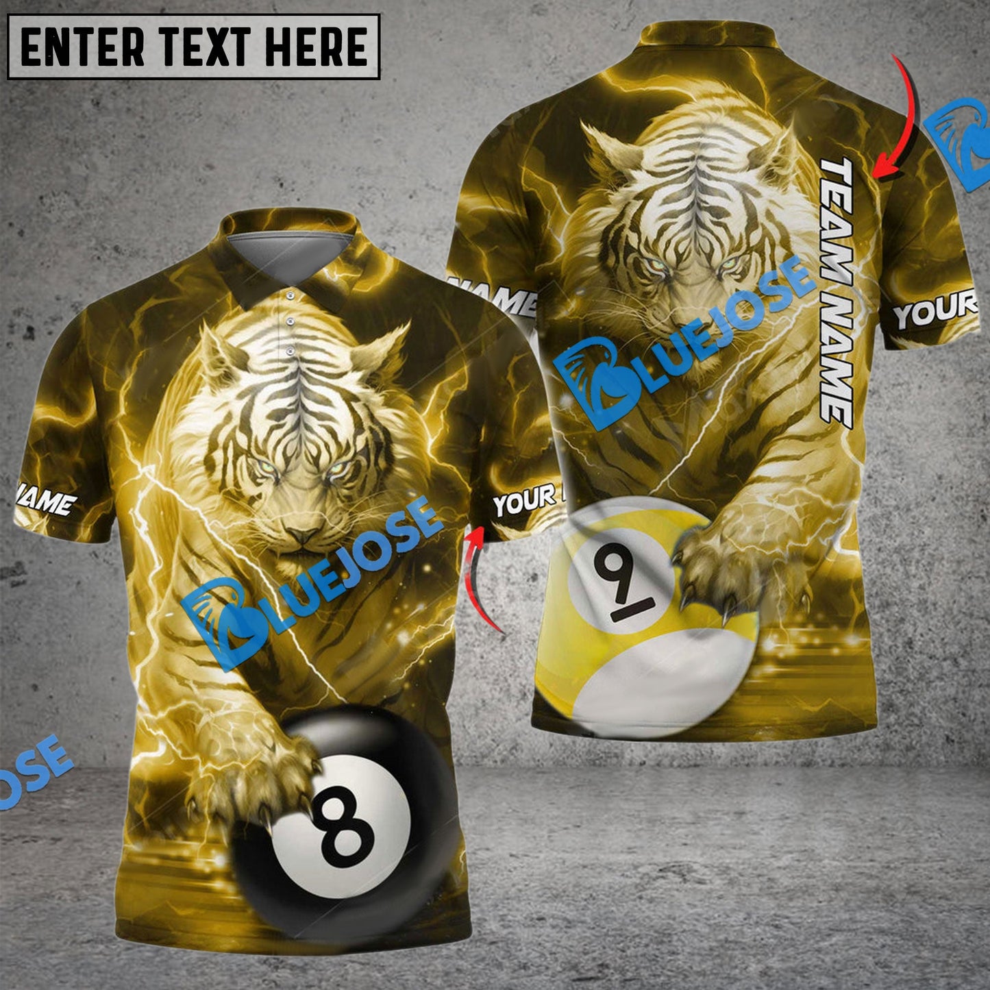 Frenzidea Billiards Tiger Premium Personalized Name, Team Name Unisex Shirt ( 6 Colors )
