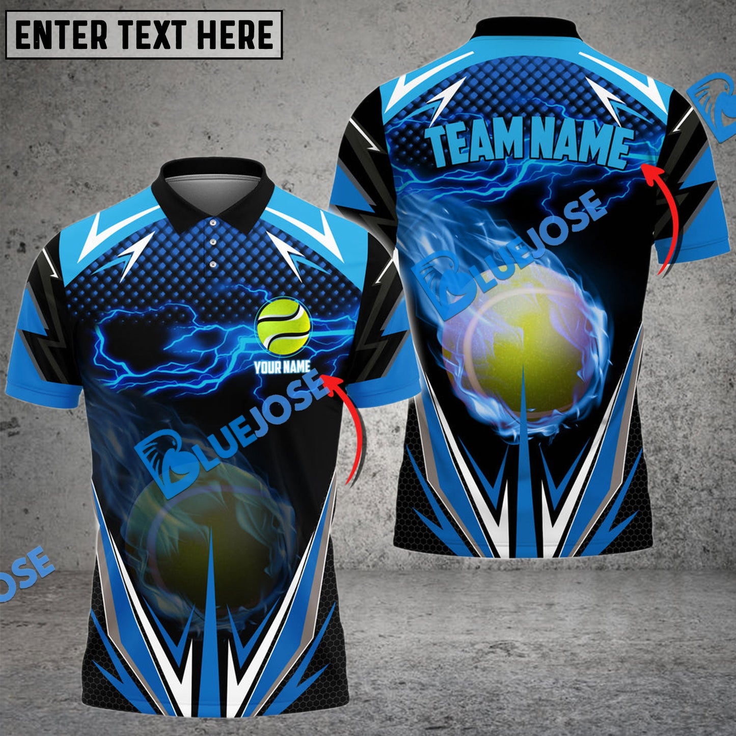 Frenzidea Tennis Thunder Fire Personalized Name, Team Name Unisex Shirt ( 4 Colors )
