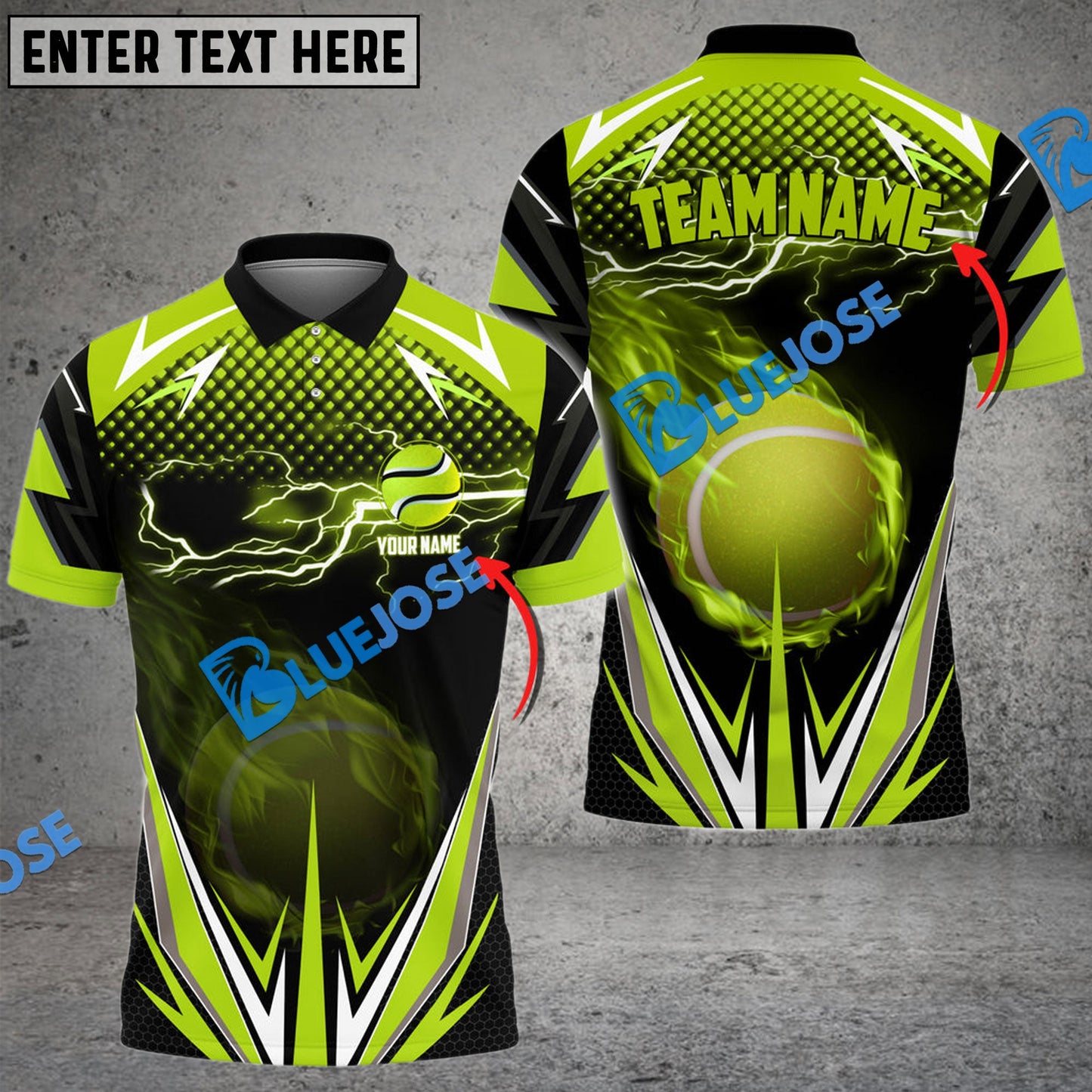 Frenzidea Tennis Thunder Fire Personalized Name, Team Name Unisex Shirt ( 4 Colors )