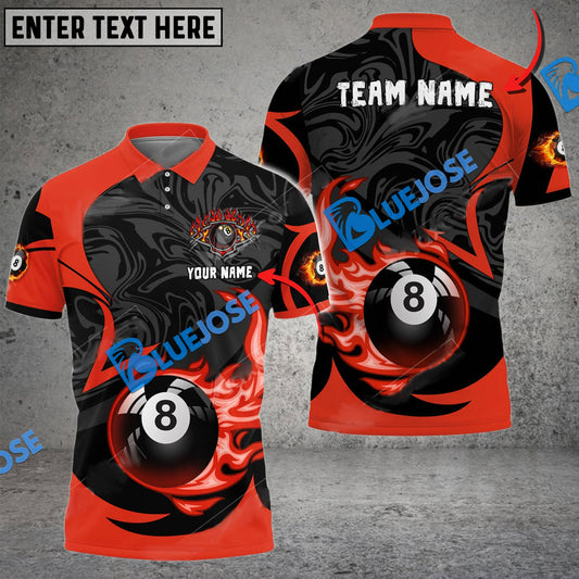 Frenzidea Billiards Ball 8 Fire Legend Personalized Name, Team Name Unisex Shirt ( 6 Colors )