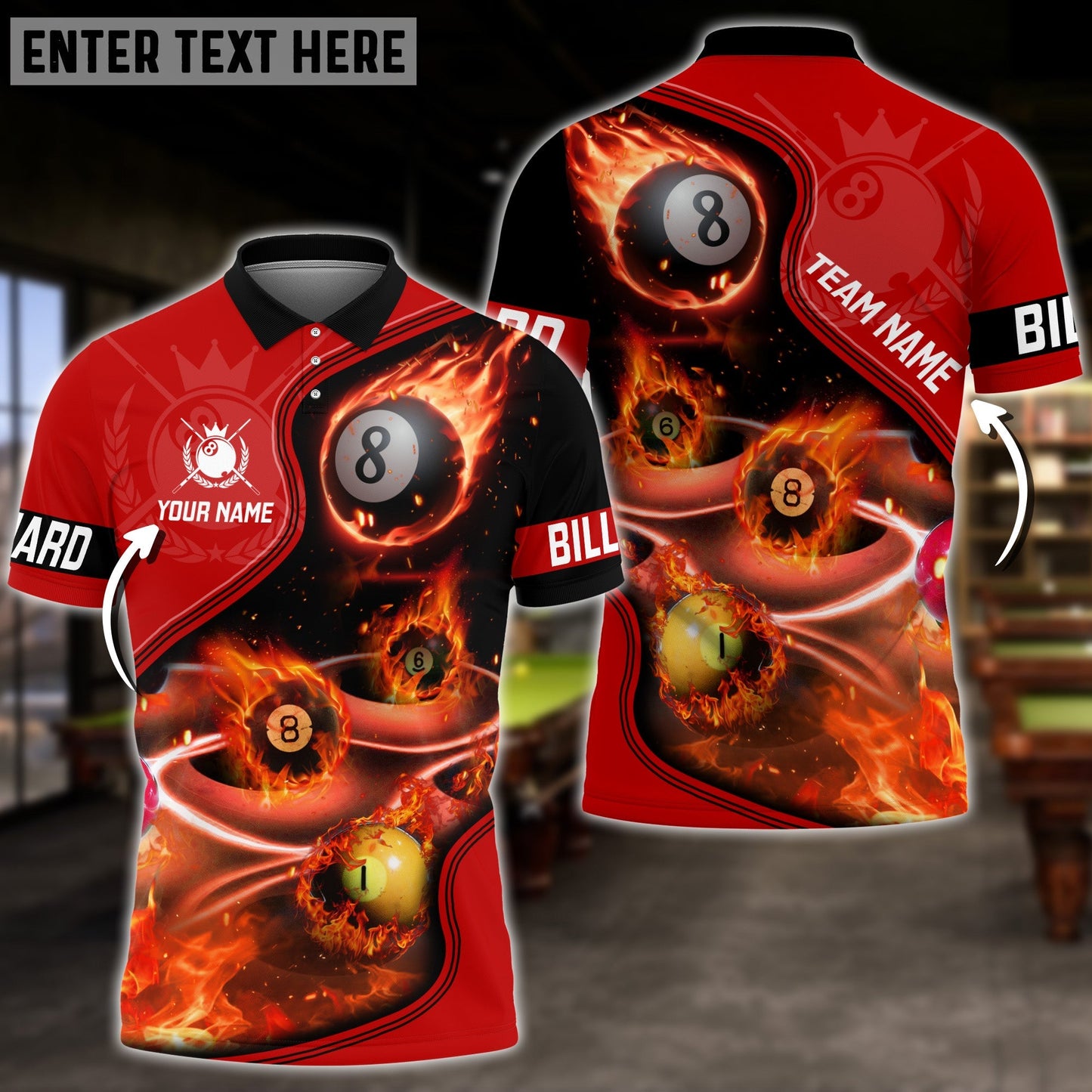 Frenzidea Billiards Kingpin Personalized Name 3D Shirt