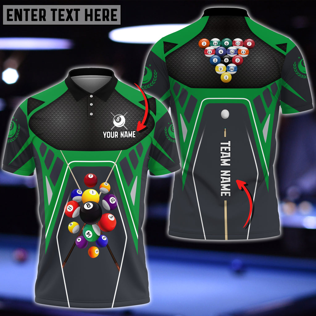 Frenzidea Billiards Strategy Masters Personalized Name & Team Name Polo Shirt (6 Colors)