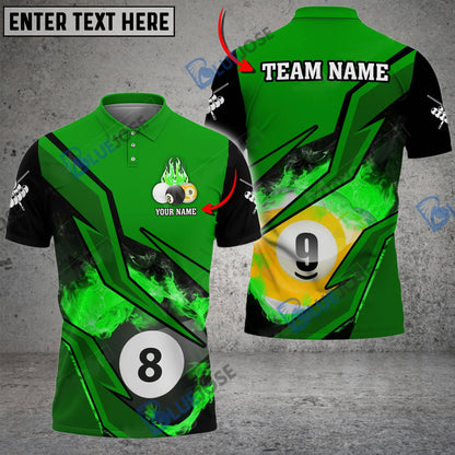 Frenzidea Billiards Ball 8 And 9 Inner Flame Personalized Name, Team Name Unisex Shirt ( 6 Colors )