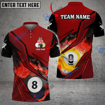 Frenzidea Billiards Ball 8 And 9 Inner Flame Personalized Name, Team Name Unisex Shirt ( 6 Colors )