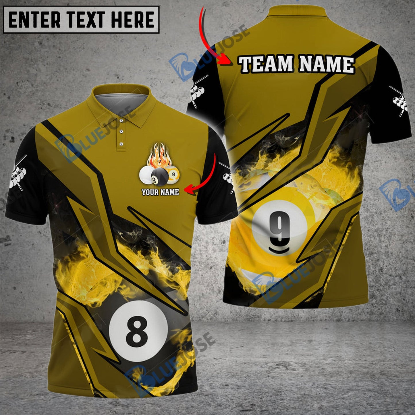 Frenzidea Billiards Ball 8 And 9 Inner Flame Personalized Name, Team Name Unisex Shirt ( 6 Colors )