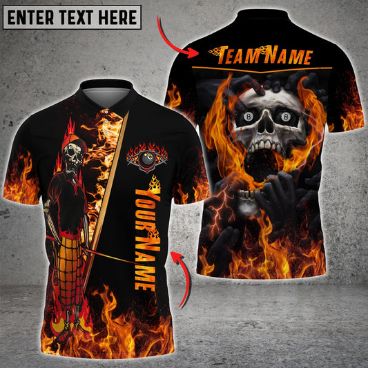 Frenzidea Billiards Fire Skull Personalized Name 3D Shirt