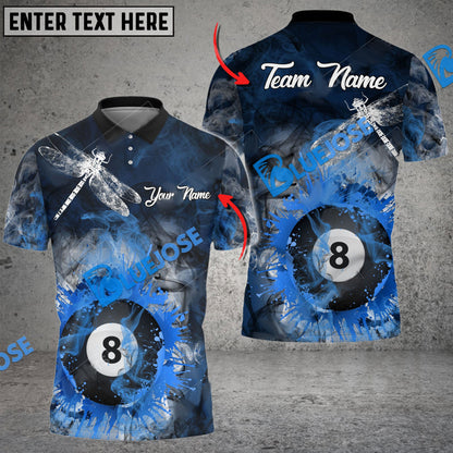 Frenzidea Billiards Ball 8 Dragonfly Smoke Personalized Name, Team Name Unisex Shirt ( 4 Colors )