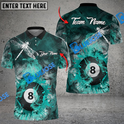 Frenzidea Billiards Ball 8 Dragonfly Smoke Personalized Name, Team Name Unisex Shirt ( 4 Colors )