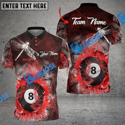Frenzidea Billiards Ball 8 Dragonfly Smoke Personalized Name, Team Name Unisex Shirt ( 4 Colors )