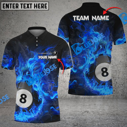 Frenzidea Billiards Ball 8 Fire Art Premium Personalized Name, Team Name Unisex Shirt ( 4 Colors )