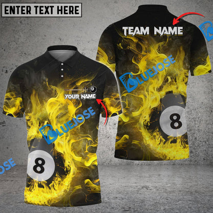 Frenzidea Billiards Ball 8 Fire Art Premium Personalized Name, Team Name Unisex Shirt ( 4 Colors )