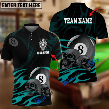 Frenzidea Billiards Ball 8 Skulls Personalized Name, Team Name Unisex Shirt ( 6 Colors )