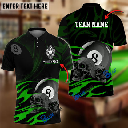 Frenzidea Billiards Ball 8 Skulls Personalized Name, Team Name Unisex Shirt ( 6 Colors )