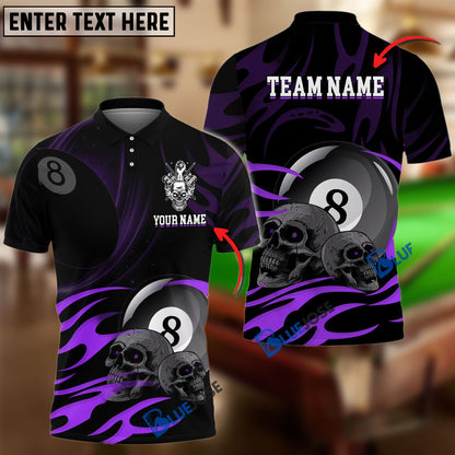 Frenzidea Billiards Ball 8 Skulls Personalized Name, Team Name Unisex Shirt ( 6 Colors )