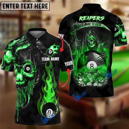 Frenzidea Billiards Ball 8 Reapers Game Over Personalized Name, Team Name Unisex Shirt ( 6 Colors )