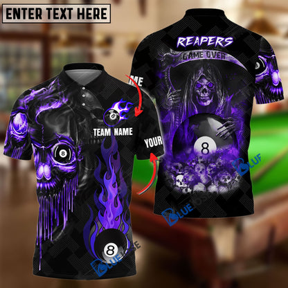 Frenzidea Billiards Ball 8 Reapers Game Over Personalized Name, Team Name Unisex Shirt ( 6 Colors )