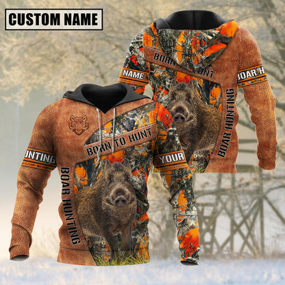 frenzidea Personalized Name Born To Hunt Boar Hunting 3D Shirt