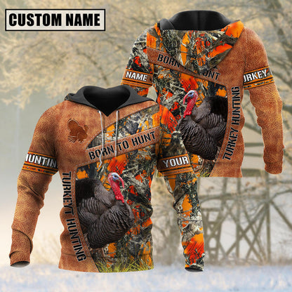 frenzidea Personalized Name Born To Hunt Turkey Hunting 3D Shirt