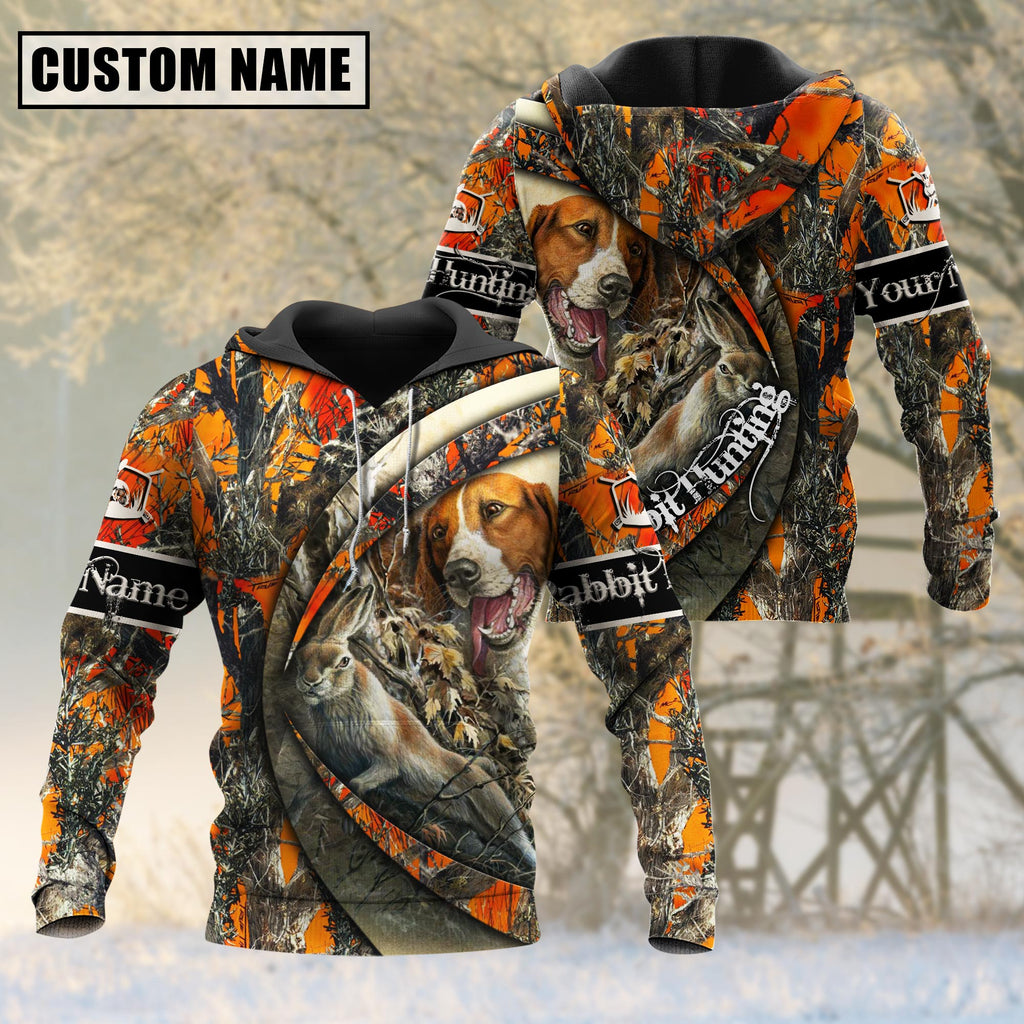 frenzidea Custom Name Hunting Rabbit Camo US Flag 3D Shirt
