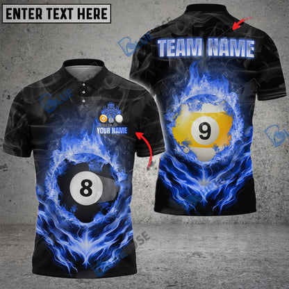 Frenzidea Billiards Ball 8 And 9 Fire Flame Smoke Personalized Name, Team Name Unisex Shirt ( 6 Colors )