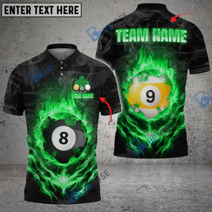 Frenzidea Billiards Ball 8 And 9 Fire Flame Smoke Personalized Name, Team Name Unisex Shirt ( 6 Colors )