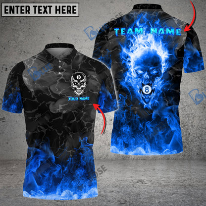 Frenzidea Billiards Ball 8 Flame Skull From Hell  Personalized Name, Team Name Unisex Shirt ( 4 Colors )