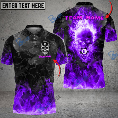 Frenzidea Billiards Ball 8 Flame Skull From Hell  Personalized Name, Team Name Unisex Shirt ( 4 Colors )