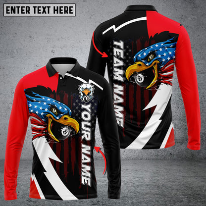 Frenzidea Billiards Eagle US Flag Personalized Name 3D Shirt