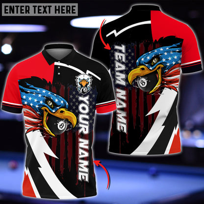 Frenzidea Billiards Eagle US Flag Personalized Name 3D Shirt