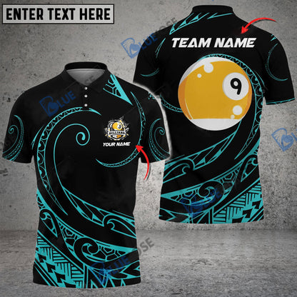 Frenzidea Billiards Ball 9 Hawaii Polynesian Personalized Name, Team Name Unisex Shirt ( 4 Colors )