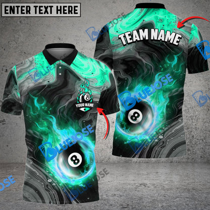 Frenzidea Billiards Ball 8 Fire Paint Flow Personalized Name, Team Name Unisex Shirt ( 6 Colors )