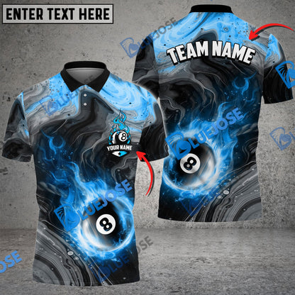 Frenzidea Billiards Ball 8 Fire Paint Flow Personalized Name, Team Name Unisex Shirt ( 6 Colors )