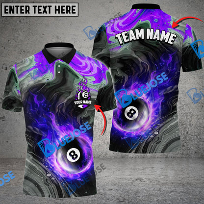 Frenzidea Billiards Ball 8 Fire Paint Flow Personalized Name, Team Name Unisex Shirt ( 6 Colors )