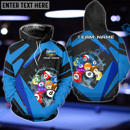 Frenzidea Billiards Blue Personalized Name, Team Name Unisex Shirt