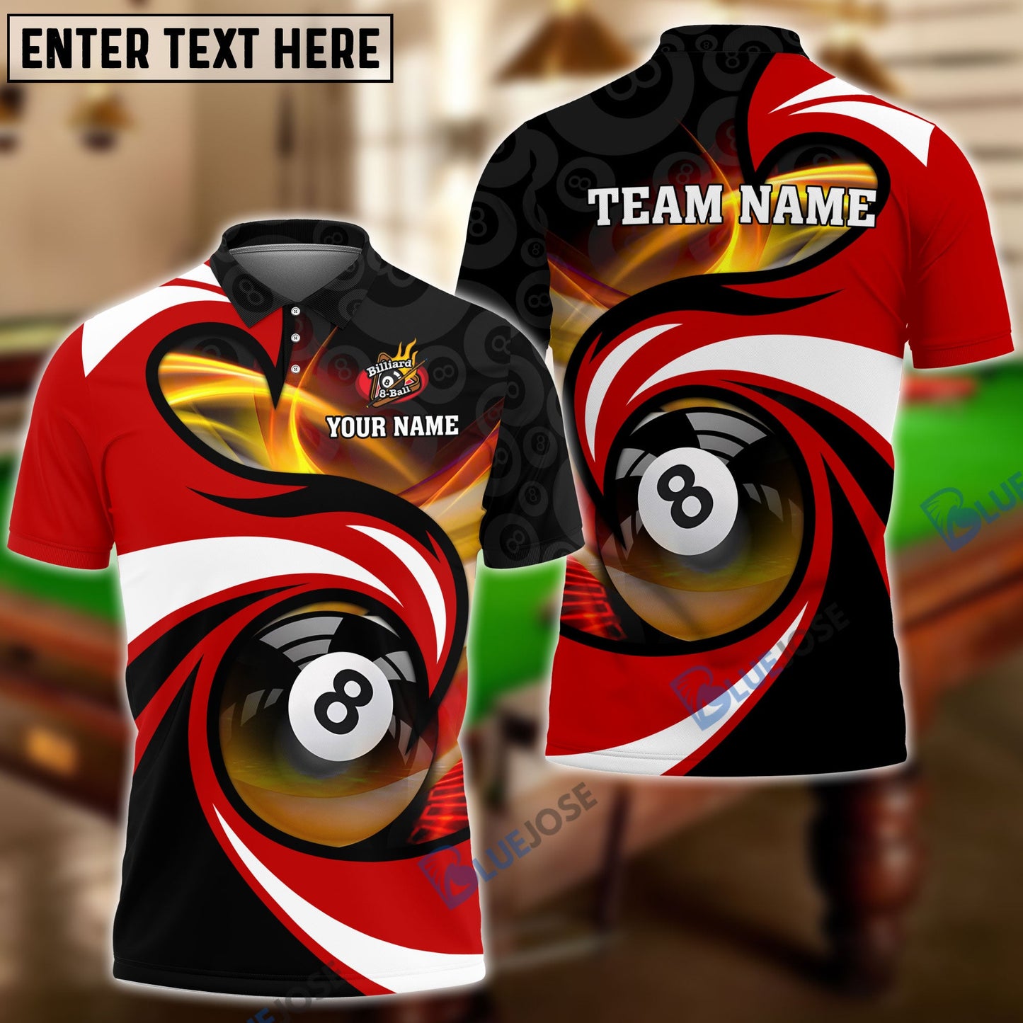 Frenzidea Billiards Vortex Personalized Name, Team Name Unisex Shirt