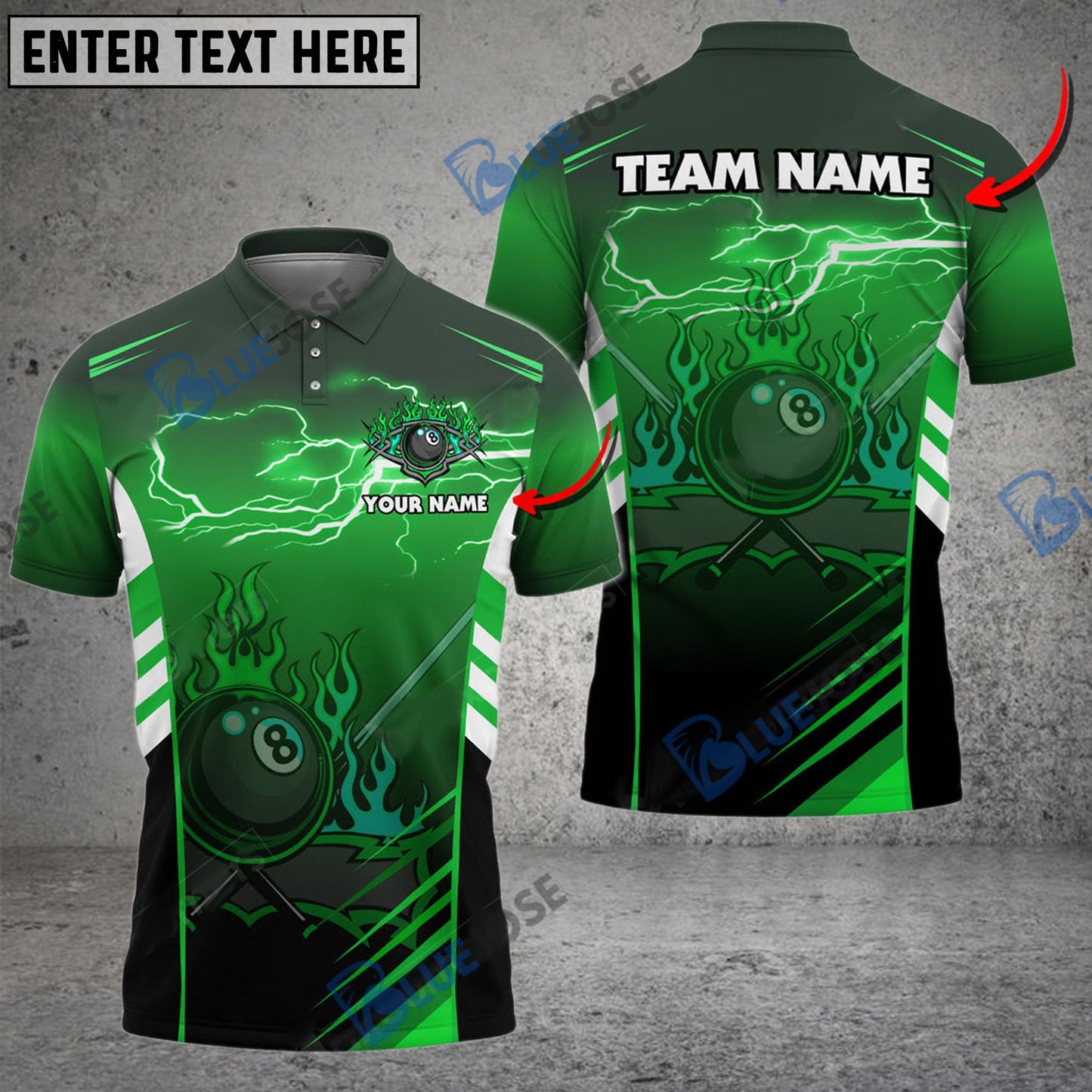 Frenzidea Billiards Fire Arrow Texture Personalized Name, Team Name Unisex Shirt ( 6 Colors )