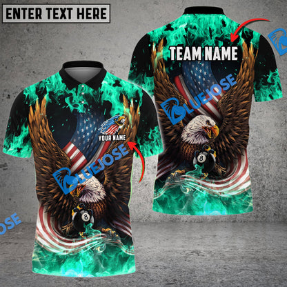 Frenzidea Billiards Ball 8 Eagle US Flag Pattern Personalized Name, Team Name Unisex Shirt ( 6 Colors )