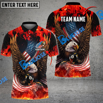 Frenzidea Billiards Ball 8 Eagle US Flag Pattern Personalized Name, Team Name Unisex Shirt ( 6 Colors )