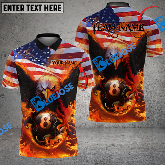 Frenzidea Billiards Ball 8 US Flag Eagle Personalized Name, Team Name Unisex Shirt