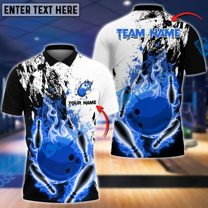 Frenzidea Bowling And Pins Burned Fiercely Customized Name 3D Shirt (5 Colors)