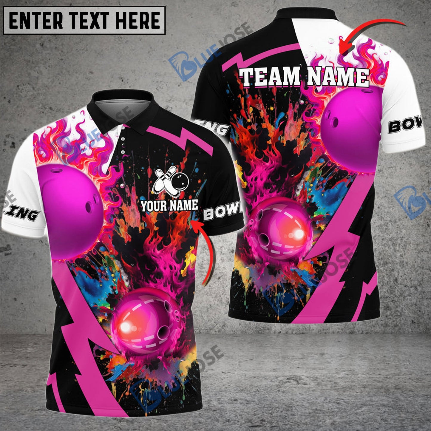 Frenzidea Bowling And Pins Crush Them All Customized Name 3D Shirt ( 6 Colors)