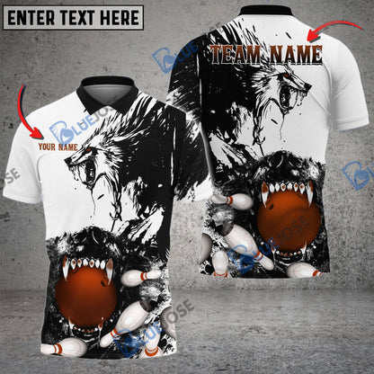 Frenzidea Bowling And Pins Bloodthirsty Old Wolf Customized Name 3D Shirt (4 Colors)