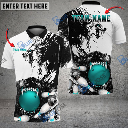 Frenzidea Bowling And Pins Bloodthirsty Old Wolf Customized Name 3D Shirt (4 Colors)