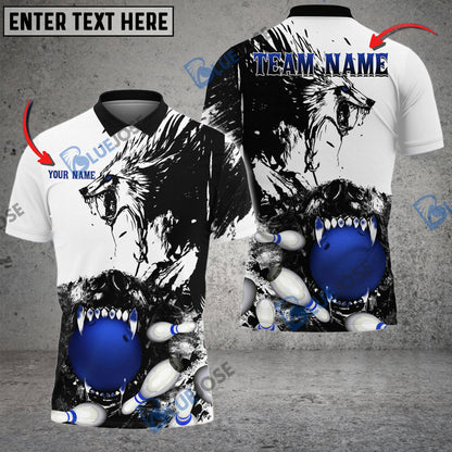 Frenzidea Bowling And Pins Bloodthirsty Old Wolf Customized Name 3D Shirt (4 Colors)