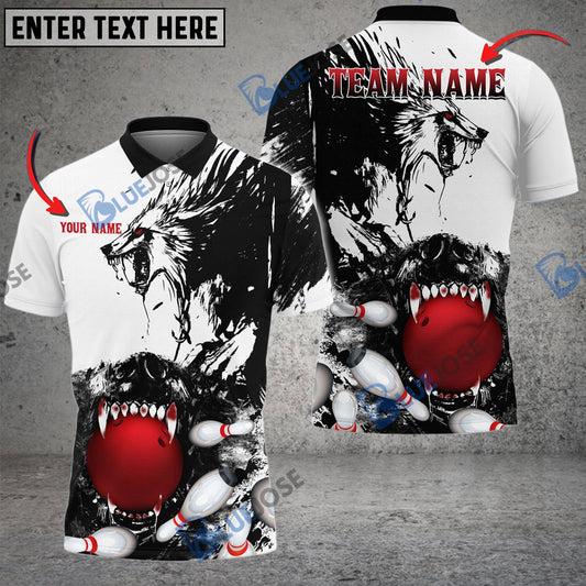 Frenzidea Bowling And Pins Bloodthirsty Old Wolf Customized Name 3D Shirt (4 Colors)